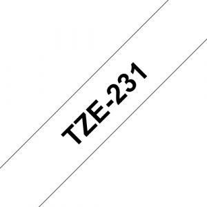 Cinta Brother TZE231 Negro sobre Blanco 12mm Original